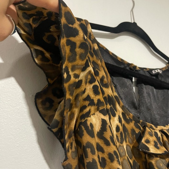 Express Ruffle Black & Leopard Print Dress - Picture 7 of 8